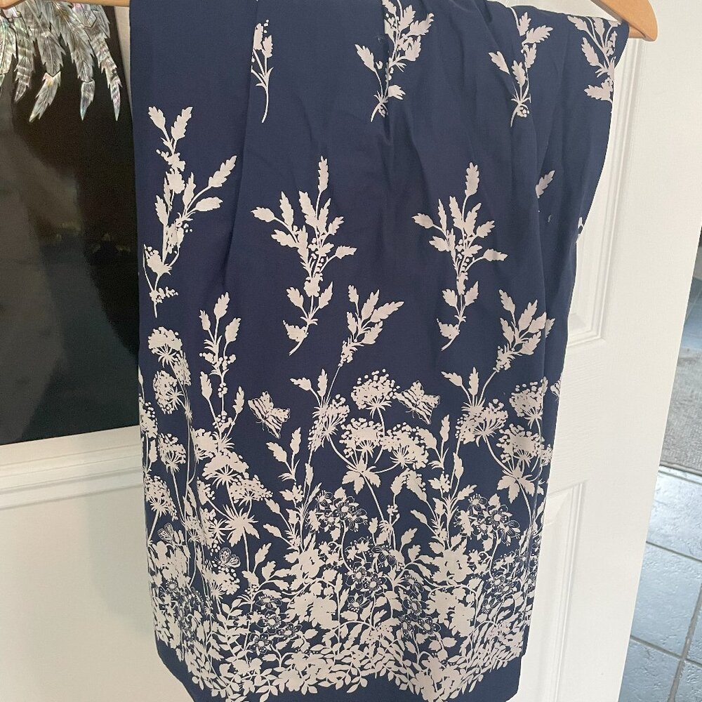 Talbots Midi Length Navy and White Floral Skirts